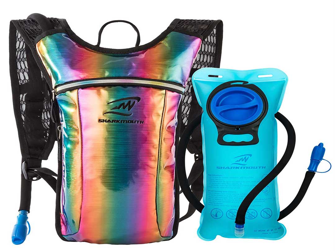 sharkmouth hydration backpack for carnivals raves and music festivals