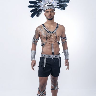 Feteratmas trinidad Carnival 2020 Black Sapphire -Male with Feather Headpiece