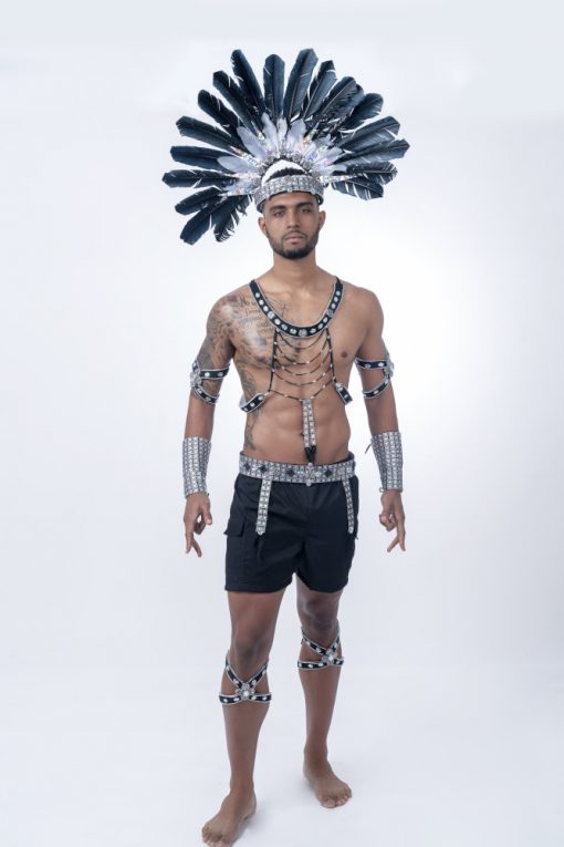 Feteratmas trinidad Carnival 2020 Black Sapphire -Male with Feather Headpiece
